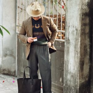 Bleu de Chauffe Leather Tote Bag